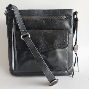The Sak Ventura Flap Leather Organizer Crossbody Black Mandala Hang Tag
